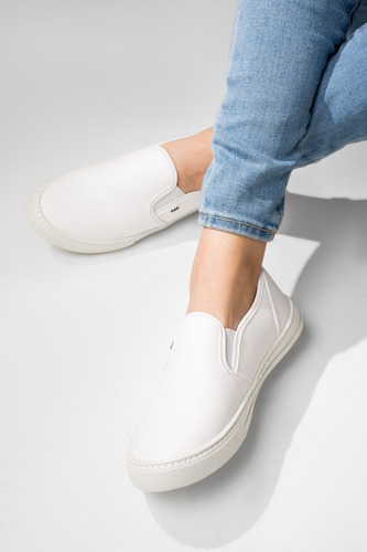 Imagen 3 de 7 de Tenis Blanco Negro Mujer Hombre Cosidos Unisex Slip On Pals
