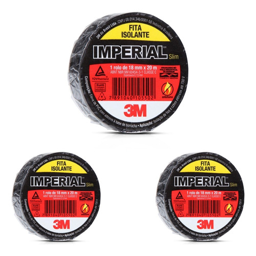 3M Imperial Fita Isolante 18mmx20m kit 3 unidades