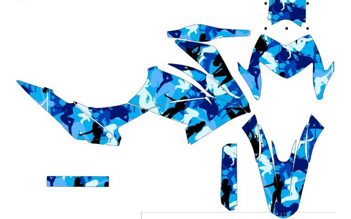 Stickers Para Crossmax200 Camuflaje Azul 3