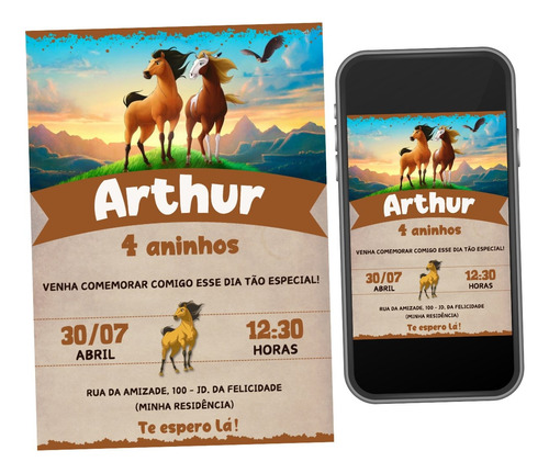 Convite Digital Spirit Corcel Arte Online Virtual Whatsapp