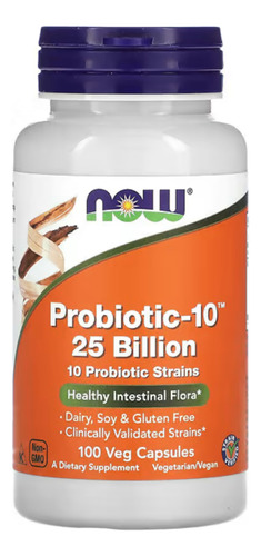 Now Foods Probioticos Cont. 100 Capsulas De 25 Billones Ufc Sabor Sin Sabor
