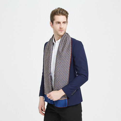 Bufanda De Doble Cara Bufanda De Seda Para Hombre Bufanda De Color Grey Talla 170*30cm