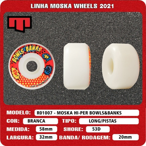 Imagem 5 de 7 de Roda Skate Moska Bolw Banks 58mm 53d 101a Profissional