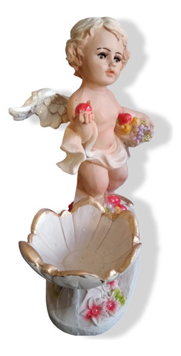 Figura Decorativa De Angel Querubin Con Ojos De Vidrio