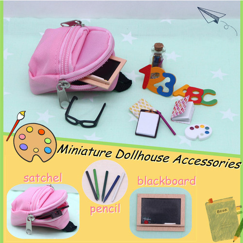14x Dollhouse Learning Set For 1:12 Dolls House Pretend
