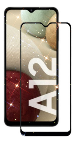 Vidrio Glass Templado Compatible Con Samsung A12 Borde Negro