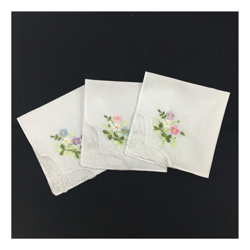 De 12 Pañuelos Florales De Con Pañuelos Bordados, Toalla
