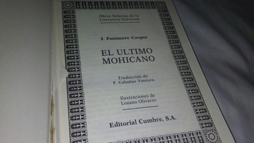 Libro El Ultimo Mohicano Excelente Estado 1985