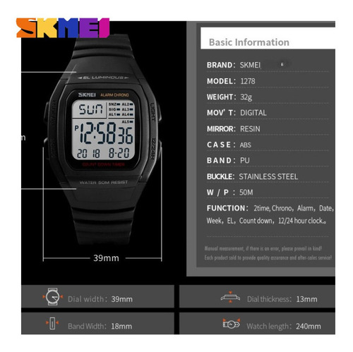 Reloj Electrónico Impermeable Led Digital Skmei