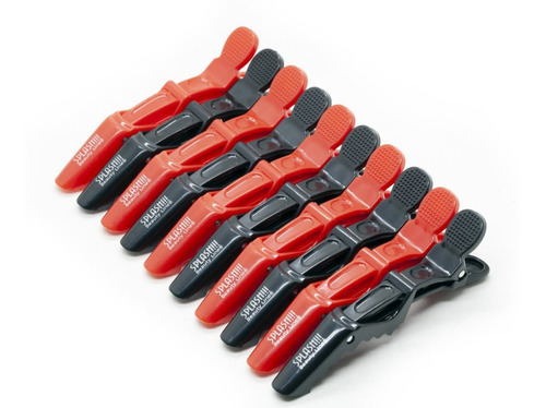 Pinza Para Cabello Tipo Dedo Plastico Negro/rojo 10pzs Color Rojo/negro