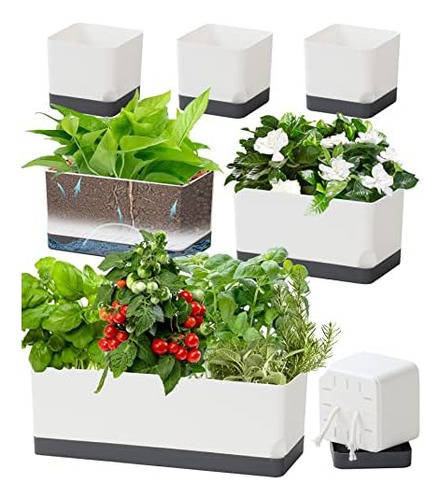 Self Watering Planters Pots For Indoor Plants, 7 Pack 4...