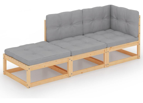 Vidaxl Juego De Muebles De Patio De 3 Piezas, Sofá Modular.