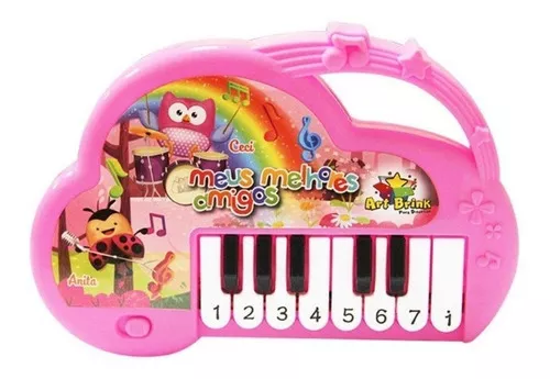 Mini Teclado Pianinho Infantil Sons Brinquedos Bebê Musical Cor Rosa
