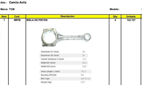 Juego 4 Bielas De Pistón Nissan H20