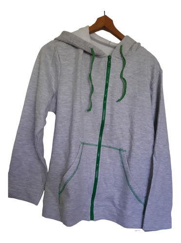 Campera Deportiva En Algodon Frizado Gris