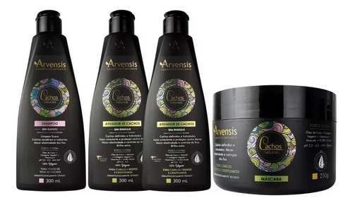 Kit Arvensis Cachos Shampoo + 2 Ativador Crespo + Máscara