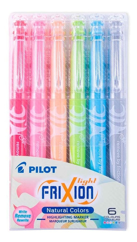 Set 6 Destacadores Borrables Pilot Frixion Light Natural