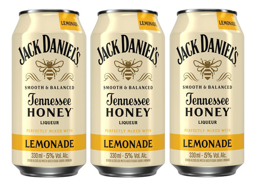 Kit 3 Jack Daniel's Honey & Lemonade Lata 330ml