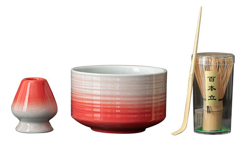 Juego De Té Tradicional Japonés Matcha, Rojo Blanco