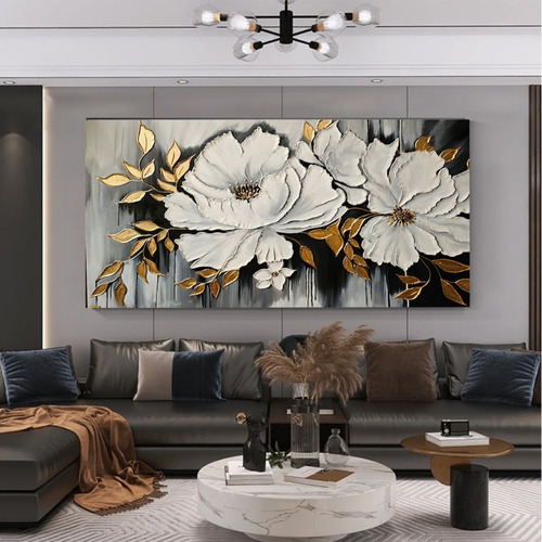 Cuadro Floral Con Texturas 120x60cm #0101