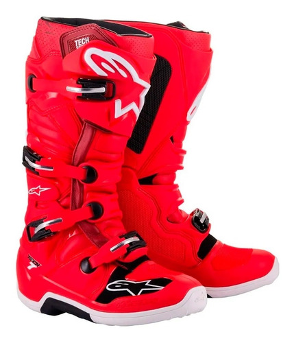 Botas Moto Tech 7 Alpinestars Motocross Rojo Motorace Vmvm