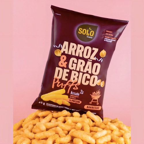 Kit 10 Unid Snack Puffs Arroz Grão Bico Barbecue Solo Snacks
