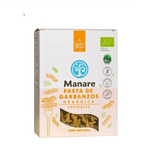 Pasta Espirales De Garbanzos Organicos 250g - Manare