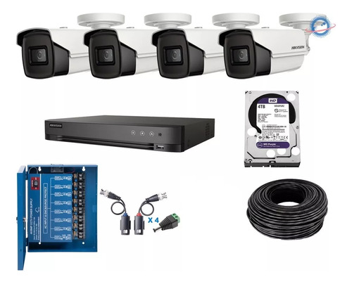 Kit 4 Camaras Hikvision 4k Disco 4 Tb, Dvr 8, 60m Ir 8 Mp