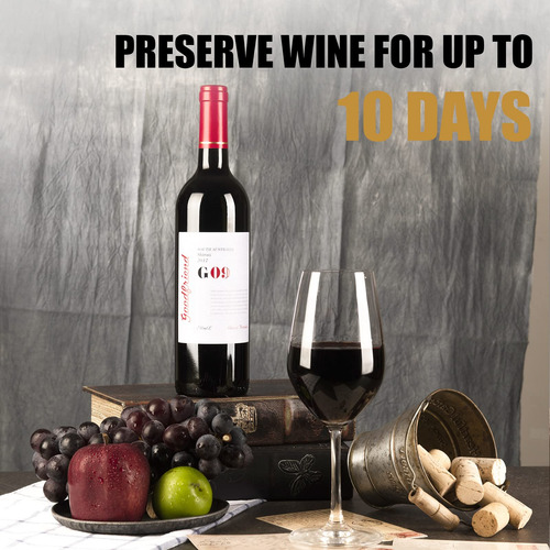 Protector De Vino Con 4 Tapones Al Vacío Reutilizables