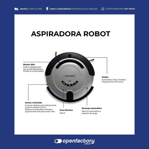 Aspiradora Robot Daewoo Inteligente Trapea Aspira Dw-ar500 | Envío gratis