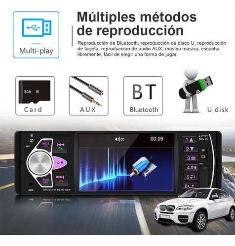 Autoestereo Mp5 Reproductor 4.1 Pantalla Bluetooth Usb Fm Tf