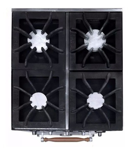 Cocina Industrial Pevi 4 Hornallas 55 Cm Ac. Inox H Pizzero