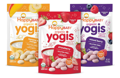 Happy Baby Organics Snacks Para Bebés, Yogis, Yogur Liofiliz