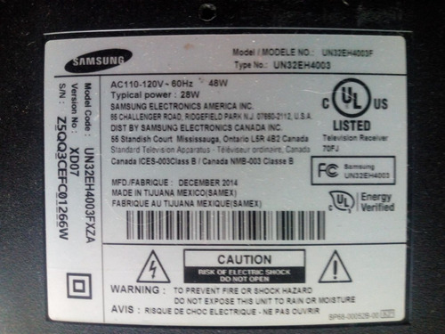 Fuente De Poder Samsung Un32eh4003fxza Tv Led 32