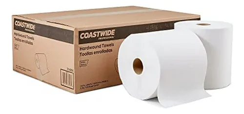 Toalla De Papel Blanca Sostenible 1 Capa, Rollo Duro - 6 Rol