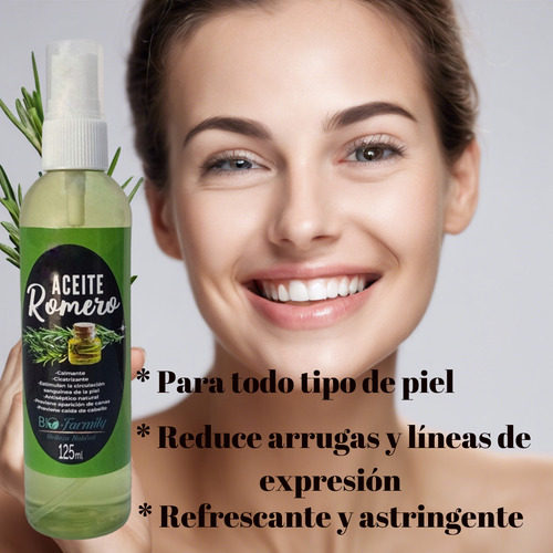 Aceite Romero Bio-farmily Mejora Cabello Y Piel 125 Ml