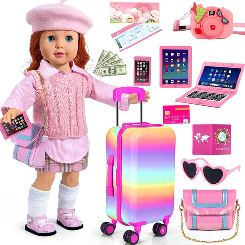 Ropa Y Accesorios Para Muñecas De 18 Pulgadas: Maleta De Via
