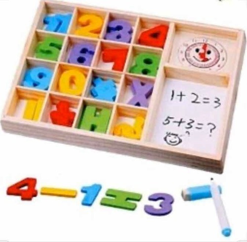 Juego Box Didactico Madera Num Montessori Matemáticas Cubeta