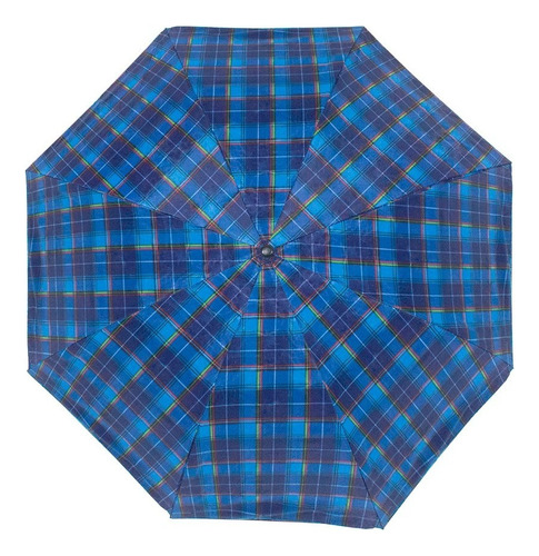 Paraguas Semi Automático De Bolsillo Resistente Escocés Color Azul Rey