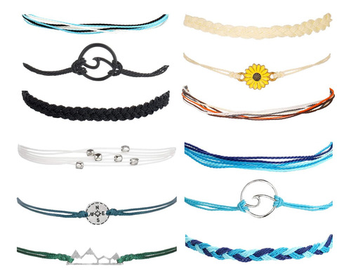 Huasai Juego De 4 Pulseras Vsco Wave Surfer Mountain Girasol