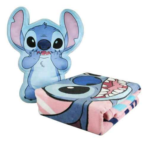 Set De Frazada Y Cojín Disney Stitch 2 Piezas Stitch Rosa