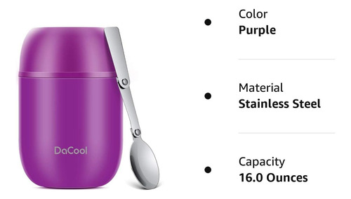 Dacool Insulated Food Jar Food Thermos Insulated Lunch Co...