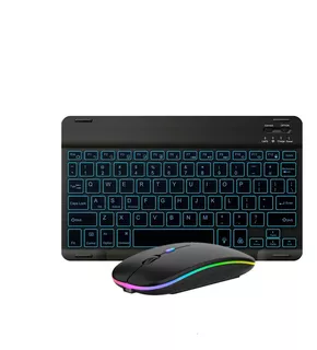 Kit Teclado Mouse Inalambrico Bluetooth Color Rgb Recargable