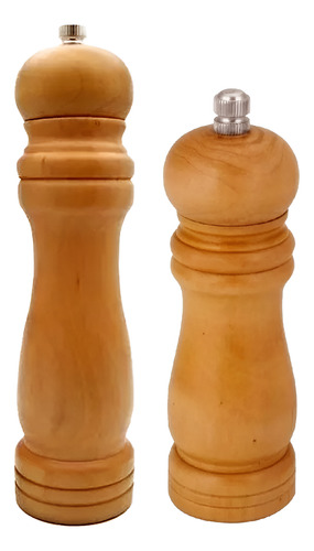 Kit C/2 Moedor Pimenta Sal Grosso Triturador Madeira 15 25cm