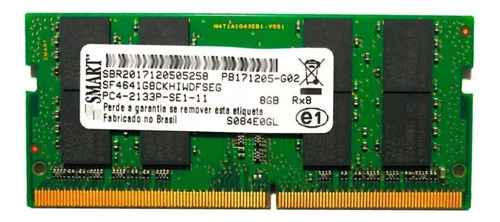 Memória Smart 8gb Pc4 2rx8 2133mhz Ecc Sodimm