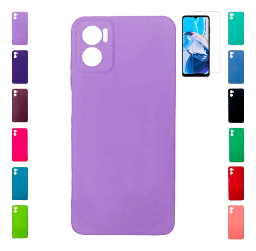 Funda Silicona Para Moto Motorola E22 Carcasa Y Vidrio 