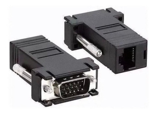 Imagem 2 de 3 de Adaptador Conversor Vga Macho Para Cabo De Rede Rj45 Femea
