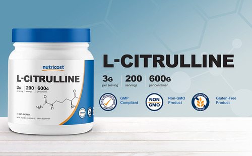 Suplemento Nutricost Pure L-citrulina Em Pó 600g