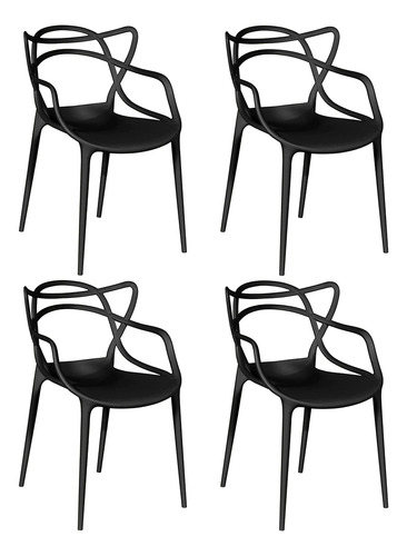 Kit 4 Cadeiras Allegra Empilhável Com Inmetro Magazine Decor Cor Preto