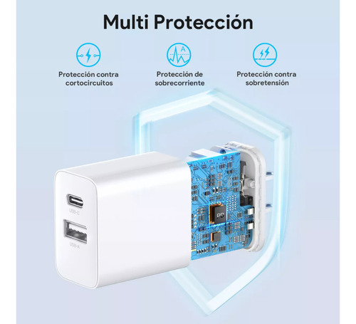 Cargador Rápido 20w Tipo C Usb C Qc 3.0 + Cable Usb C A Usbc